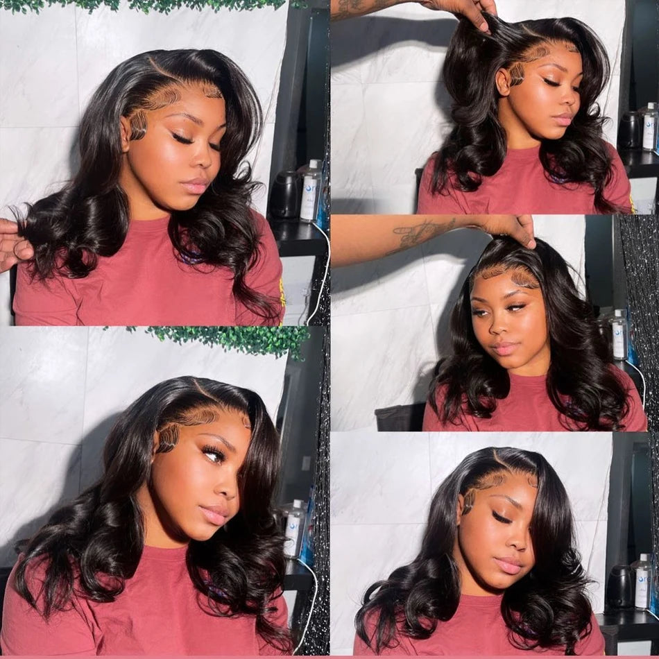 250% perruque de cheveux humains brésiliens vague lâche courte Bob perruque vague de corps 13X4 HD dentelle frontale perruque perruques de cheveux humains pour les femmes noires