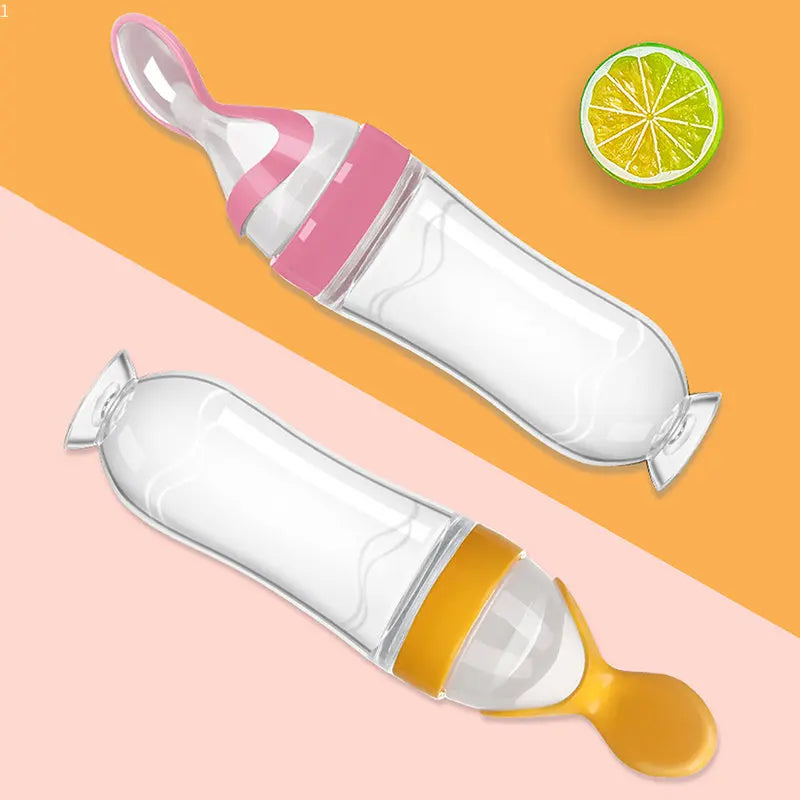 BiSantos à presser en silicone pour bébé, cuillère d'entraînement pour nouveau-né, mangeoire à céréales pour bébé, supplément alimentaire, ustensiles sûrs