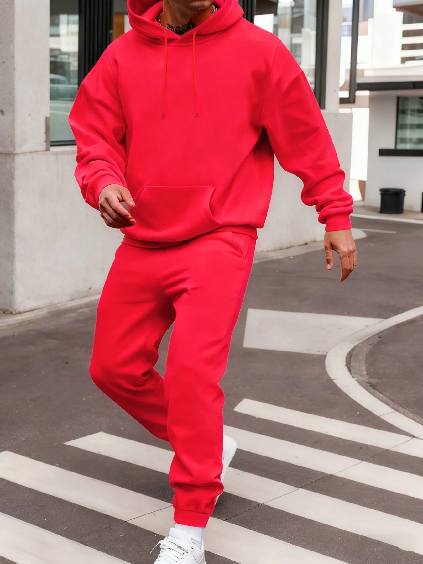 Ensemble sweat à capuche pour homme d'hiver, ensemble deux pièces longue, couleur unie, vêtements de rue, unisexe, costume à la mode, pantalon de survêtement de sport décontracté