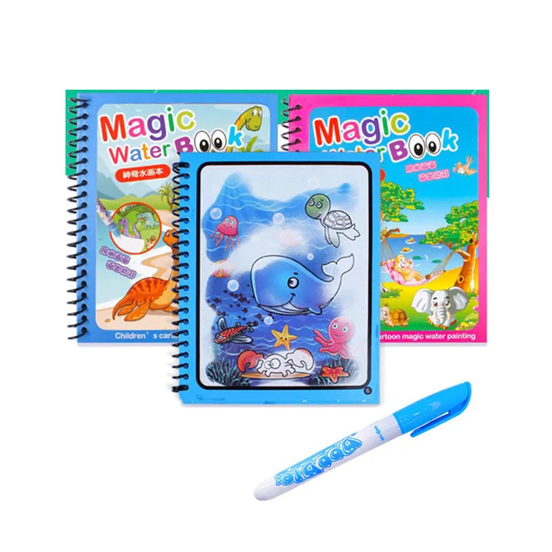 Jouets d'éducation précoce pour enfants, livre magique avec stylo, dessin à l'eau, jouets Montessori, livre de coloriage réutilisable, livre de dessin magique