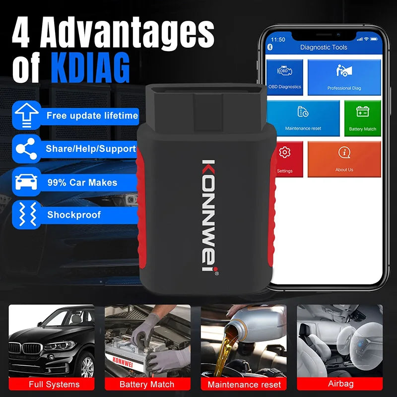 2026 KONNWEI KDIAG système complet Scanner automatique réinitialiser SAS EPB Service ECU programmeur OBD OBD2 outil de Diagnostic de voiture pk Thinkdiag MINI
