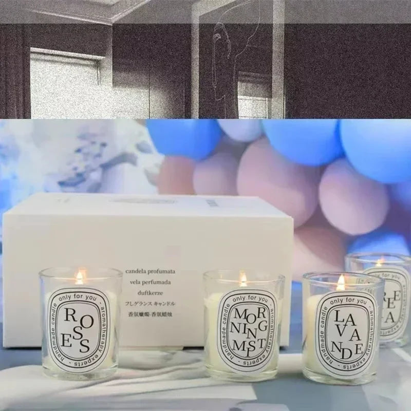 Bougies parfumées romantiques, parfum premium, haute beauté, bougies micro-feu transparentes, cadeaux pour invités de vacances, bougies parfumées