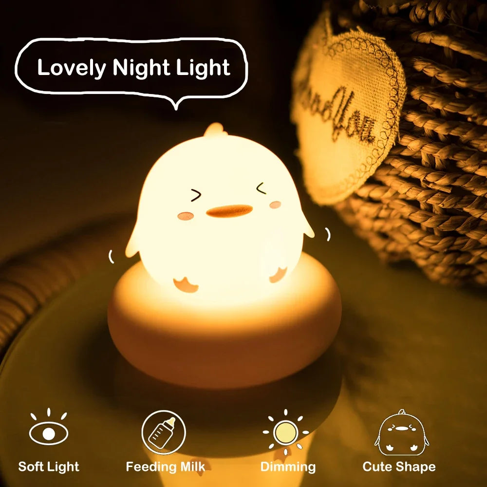 Veilleuse en forme d'animal mignon pour enfants, 3 niveaux, variable, lampe de couchage, commande tactile, veilleuse pour l'allaitement, décor pour tout-petits