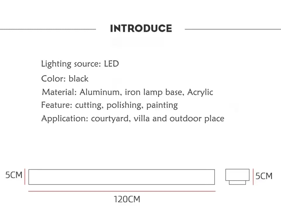 LED étanche longue applique murale ip65 éclairage extérieur jardin maison de campagne balcon lumière mur intérieur chambre salon lumière