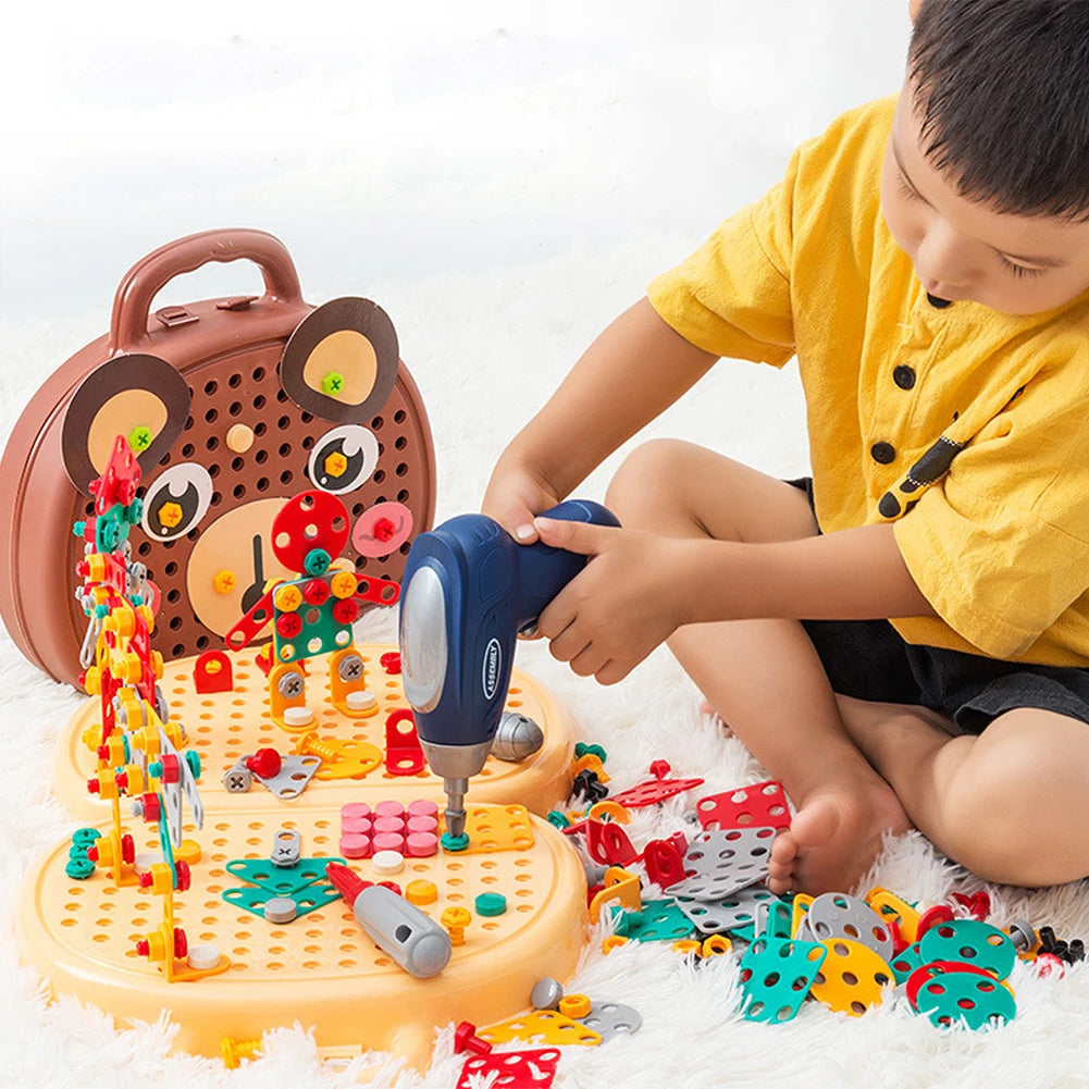 Perceuse électrique pour enfants, boîte à outils, jeux de perçage, Puzzle éducatif, jouet pour garçons, Puzzle à vis Montessori, jouets de jeu de simulation pour enfants