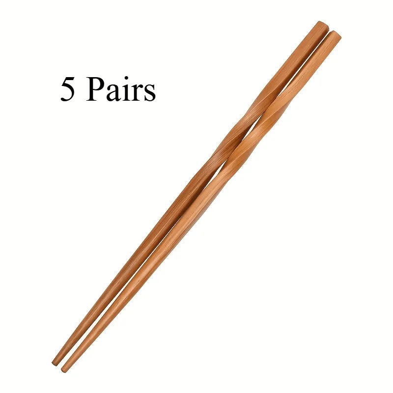 Ensemble de 5 paires de baguettes en bambou naturel, baguettes de style chinois, baguettes pointues pour la maison, ustensiles de cuisine