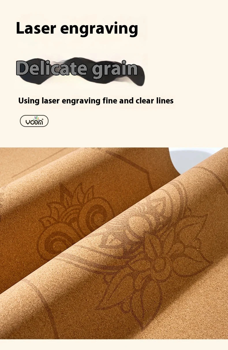 2025 Nouveau tapis de yoga de luxe en liège et caoutchouc naturel avec lignes d'alignement gravées au laser - Absorption des chocs, antidérapant, réduction du bruit
