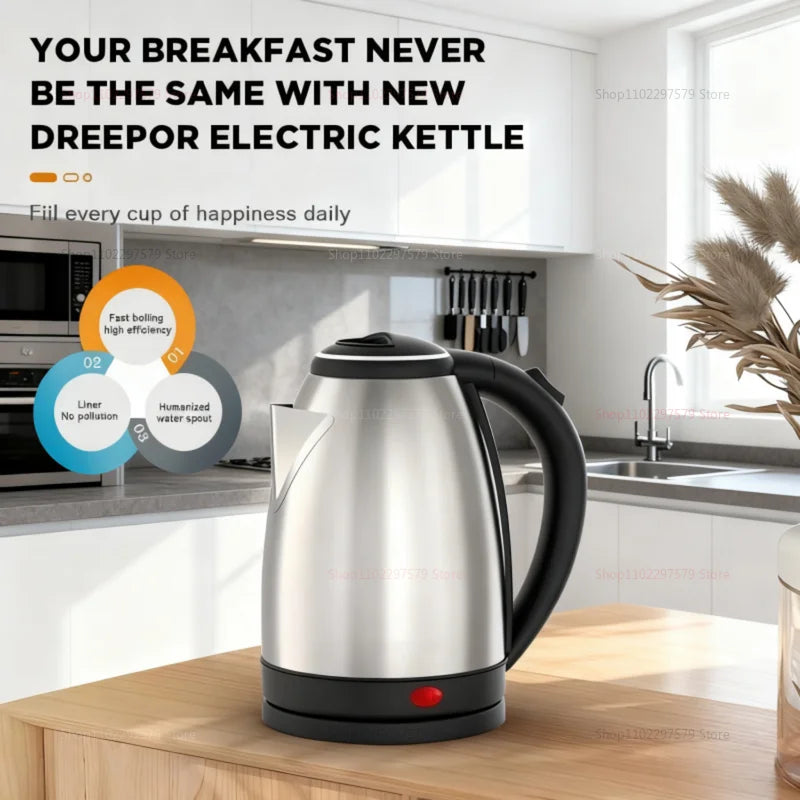Bouilloire électrique 2L, appareils de cuisine en acier inoxydable, bouilloire intelligente, chaudière à eau Portable pour voyage d'hôtel, bouilloire à eau de cuisine