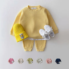Ensemble de vêtements coréens pour bébés garçons, faux deux pièces en coton gaufré + pantalon, tenue 2 pièces, 2023