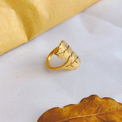 Bague simple en acier titane pour femme, motif feuille, plaqué or 18 carats, style coréen, tendance, haut de gamme, accessoire mode