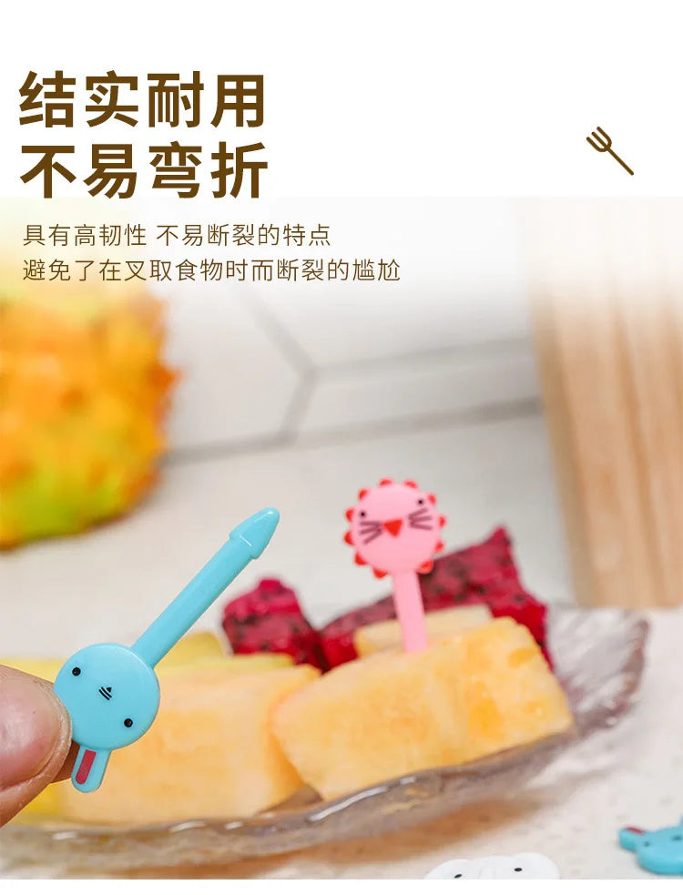 40 pièces fourchette à fruits dessin animé enfants gâteau cure-dents à fruits Mini fourchette à animaux en plastique de qualité alimentaire Bento déjeuner Bento accessoires décor de fête
