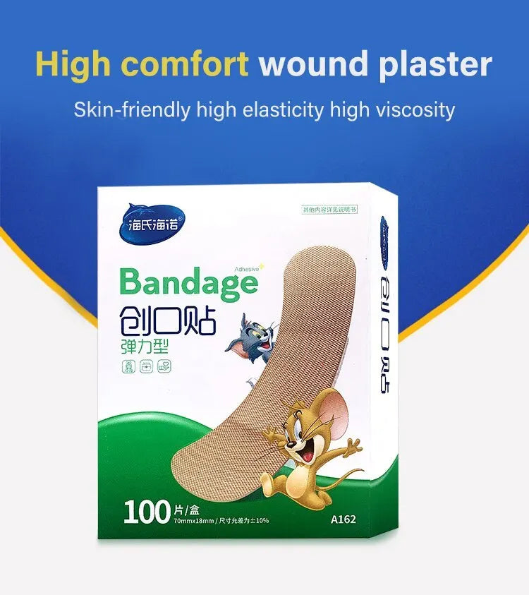 100 pièces/boîte modèle de bande dessinée médical respirant pansement haute élasticité premier pansement d'urgence emballé individuellement Hais Hainuo