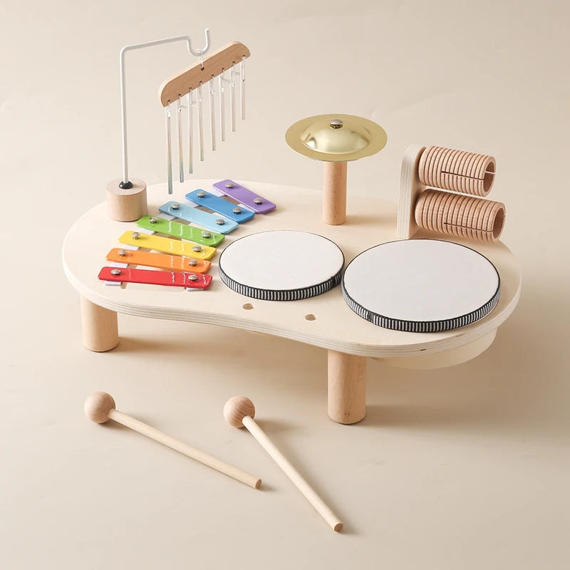 Jouets éducatifs pour bébés, cloches éoliennes en bois, jouets musicaux Montessori pour enfants, Xylophone, cadeaux d'anniversaire pour nouveau-nés, jouets de Table musicale