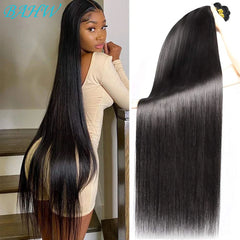 Fow Momen-Extensions de Cheveux Péruviens 100% Naturels Lisses, Tissage en Lot de 1/2/3/4 Paquets Richesse, 8-30 Pouces