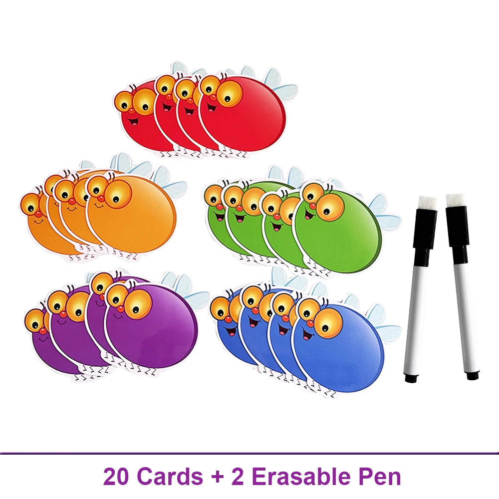 Cartes volantes effaçables à sec, cartes vierges, jeu Swat pour la maternelle, jouets éducatifs Montessori, carte d'apprentissage DIY, outils pédagogiques