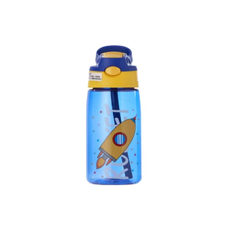 Bouteilles d'eau pour enfants de 480Ml, gobelets d'alimentation créatifs de dessin animé avec pailles et couvercles, anti-déversement, portables pour tout-petits