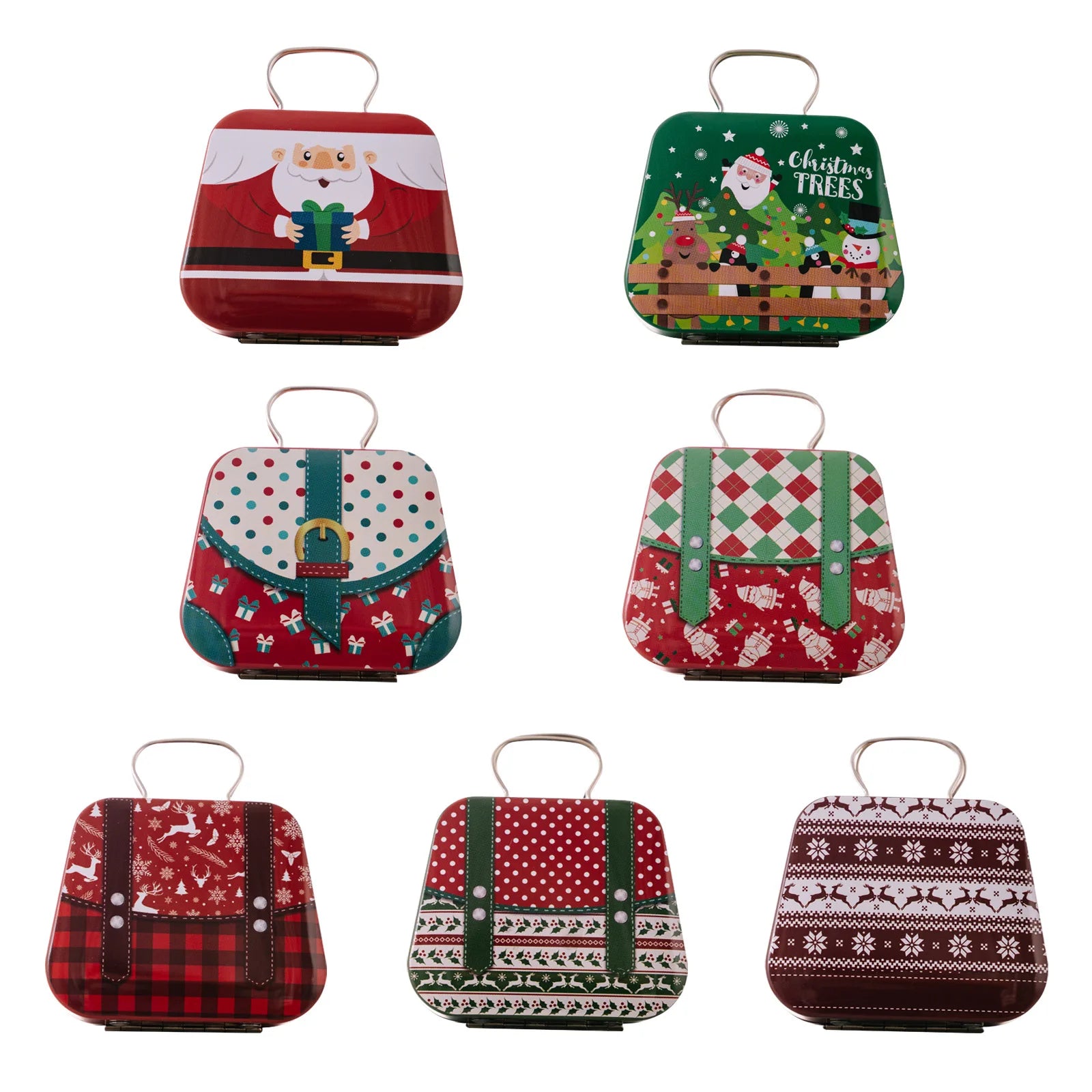 Metal storage box for Christmas decoration, handbag shape, 18 jars, jewelry case, children's gift, storage boxes, open Christmas party, 2024