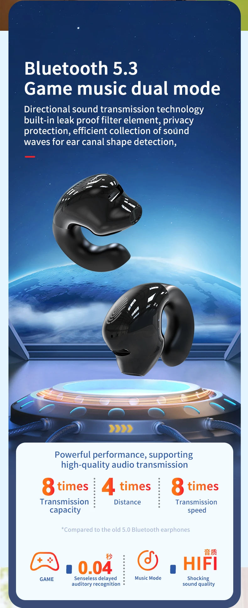 Écouteurs sans fil Bluetooth 5.3 avec micro, écouteurs TWS étanches pour le sport, casque mains libres