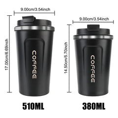 Tasse Thermos de voiture Thermo café pour thé eau café anti-fuite tasse Thermo de voyage tasse à café 380/510ML Double acier inoxydable