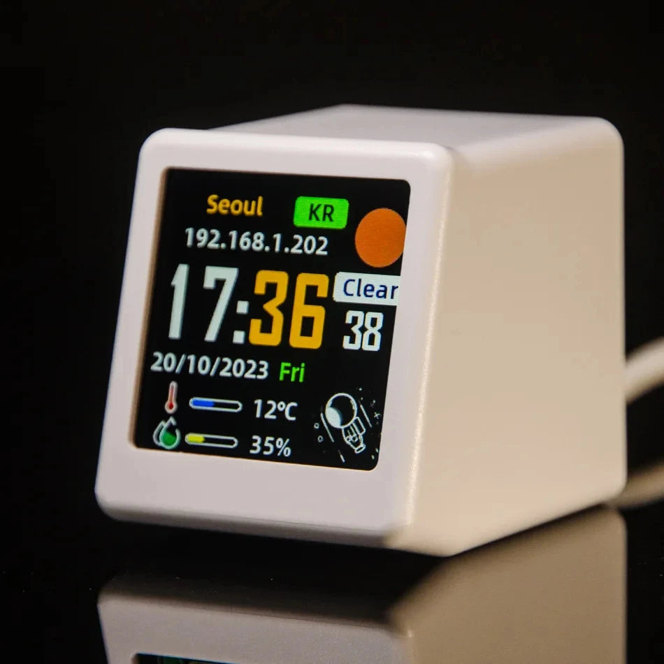 Petit réveil portable intelligent WiFi, station météo, affichage de la température et de l'humidité, horloge, décoration de bureau