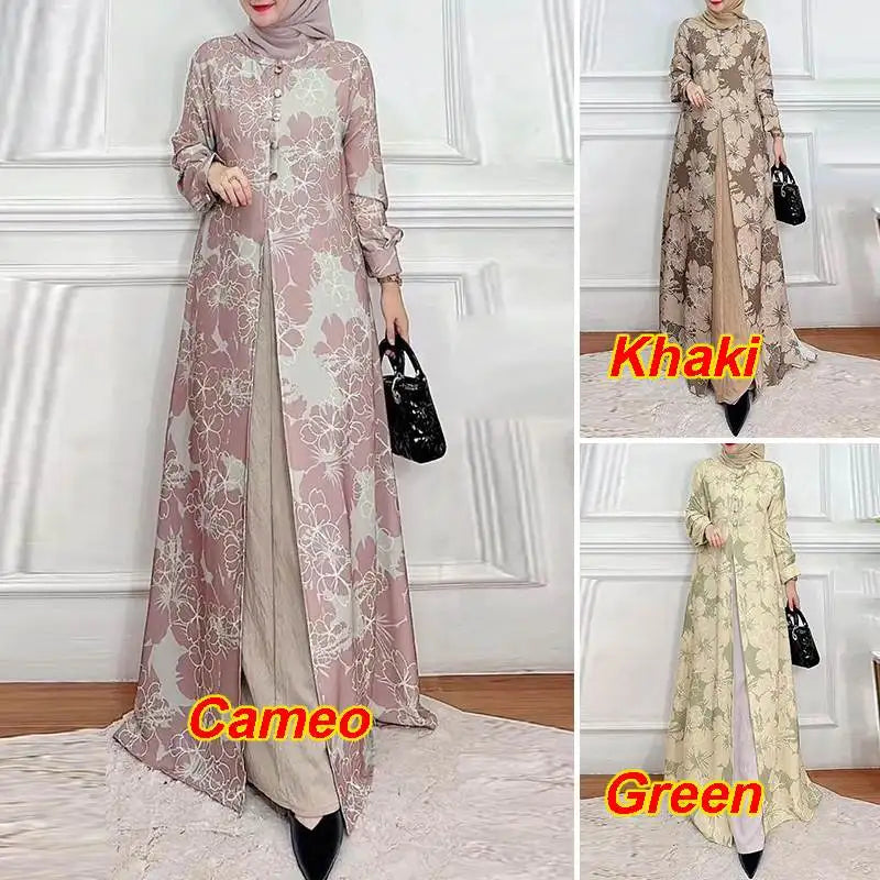 ZANZEA-Robe maxi patchwork à manches longues pour femmes, Abaya musulmane, Robe d'été élégante, Robe imprimée florale, Robe de ramadan, Kaftan éducatif, Mode