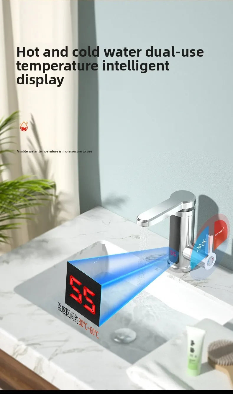 Chauffe-eau électrique 220V, robinet de cuisine, chauffage instantané sans réservoir, mélangeur chauffant coulant, affichage numérique