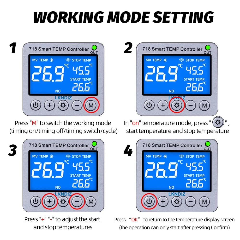 Contrôleur WIFI intelligent de température, Thermostat Constant, interrupteur de contrôle de synchronisation, contrôle du Cycle, Option de tête de capteur Multiple