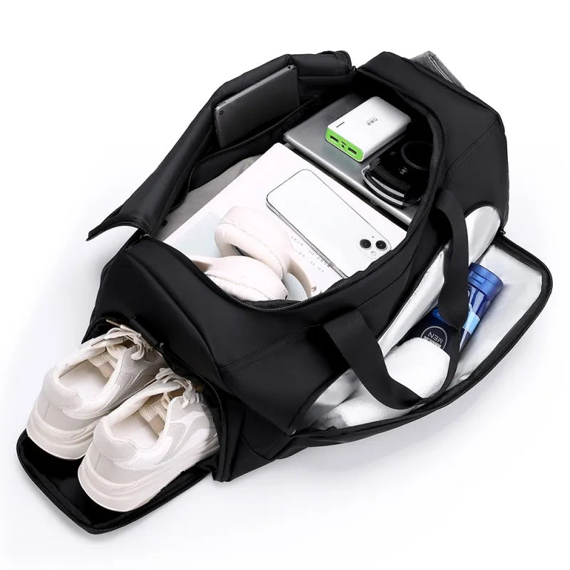 Sac de sport, sac à main de grande capacité, sac polochon de voyage portable, multi-compartiments avec rangement de chaussures, parfait pour les vacances, la salle de sport