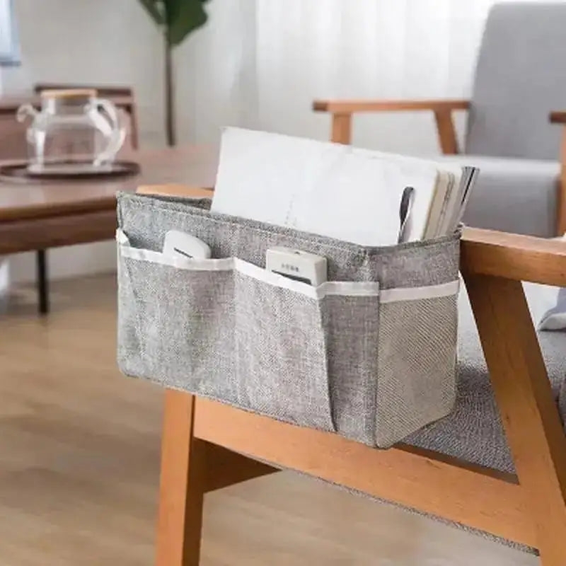 Organisateur de rangement de chevet en lin pour voiture, sac suspendu pour articles divers, poches Multifu pour lits superposés, pochette latérale, organisateur de maquillage