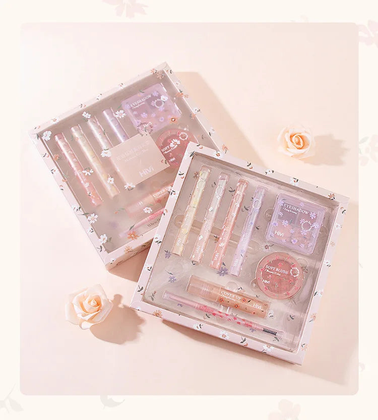 Ensemble de beauté 8 pièces avec rouge à lèvres, correcteur, fard à paupières, sourcils et fard à joues