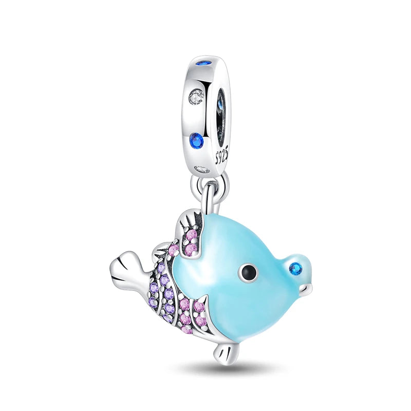 Pendentif de Collection d'écologie marine en argent Sterling 925, mignon, méduse, hippocampe, baleine et tortue, bijoux fins, cadeau de fête sur la plage
