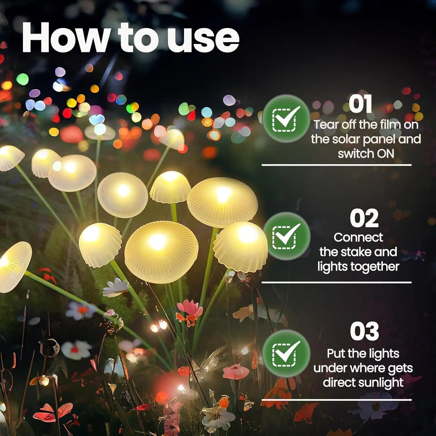 Dual Mode LED Solar Garden Lights, Mushroom-Shaped Waterproof Garden Patio Path Jellyfish Design for Garden Ambiance