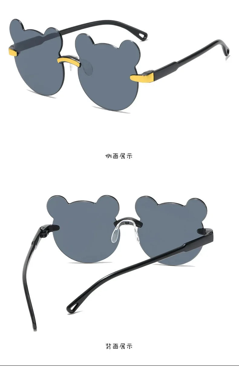 Lunettes de soleil pour enfants en forme d'ours lunettes pour enfants dessin animé sans monture UV400 lunettes pour enfants en plein air Anti-éblouissement filles garçons lunettes de soleil