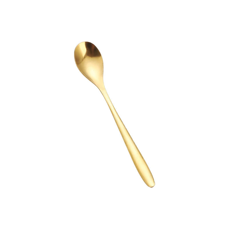 Round, gold-plated stainless steel teaspoons with long handles, for cupcakes, fruit, coffee, honey, desserts, Assad spoon, Britware