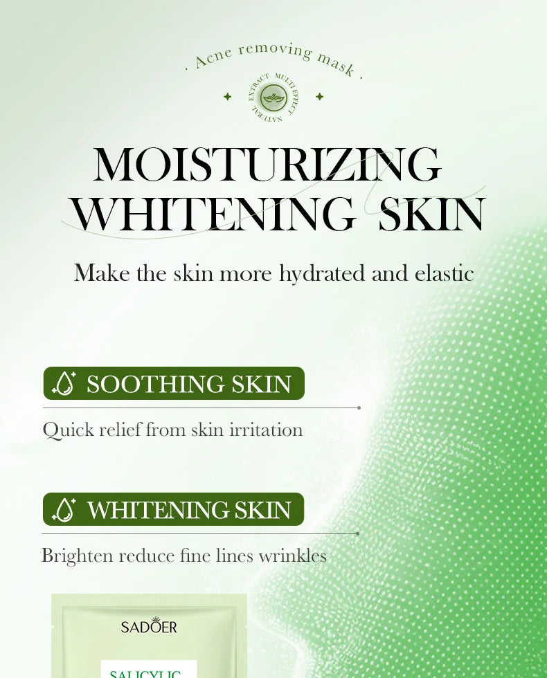 5 pièces SADOER acide salicylique masque Facial hydratant nourrissant raffermissant hydratant masques pour le visage masque en feuille soins de la peau