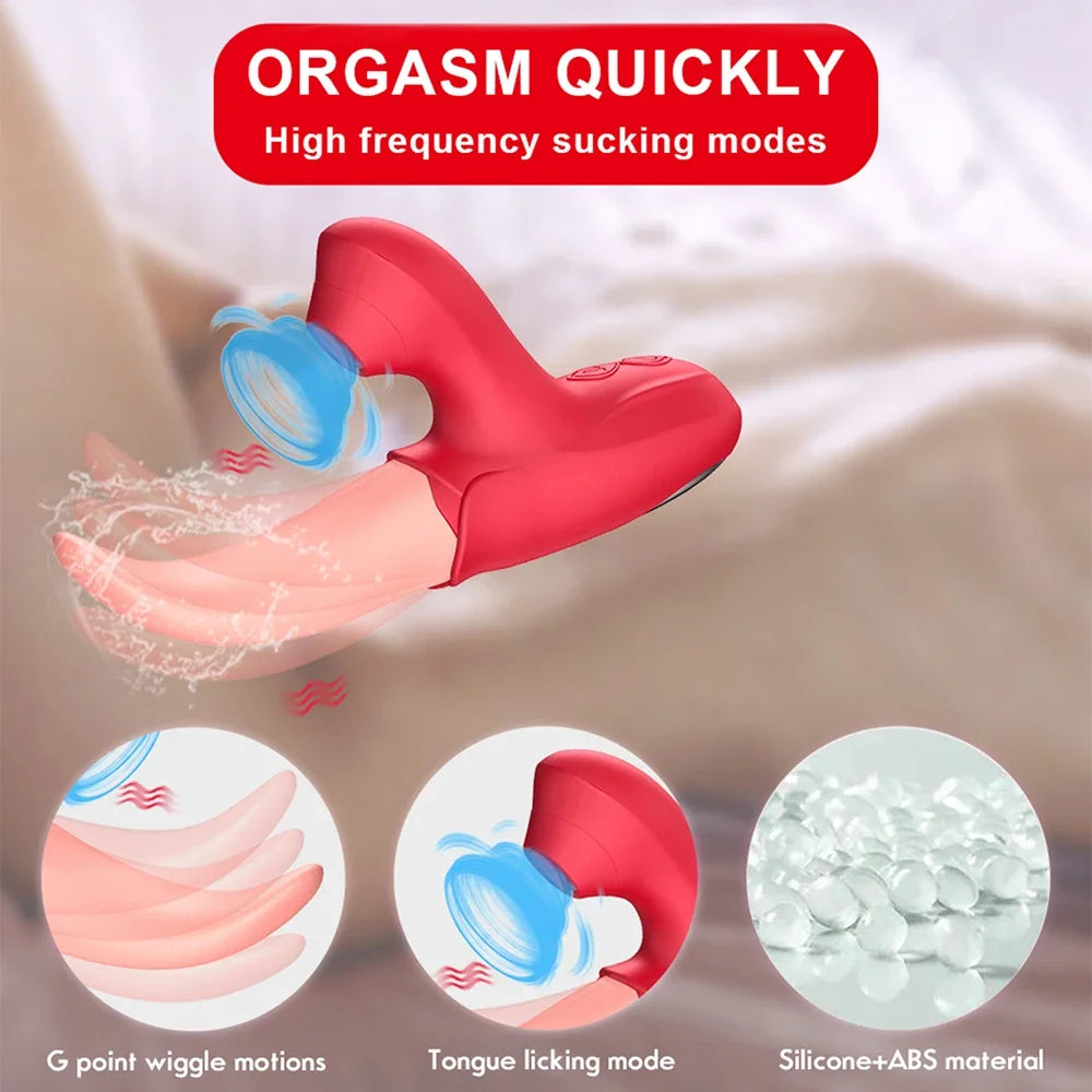 Vibromasseur Rose à succion avec léchage de langue pour femmes, Stimulation clitoridienne, stimulateur de mamelons, produits pour adultes, jouets sexuels