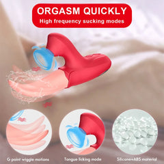 Vibromasseur Rose à succion avec léchage de langue pour femmes, Stimulation clitoridienne, stimulateur de mamelons, produits pour adultes, jouets sexuels