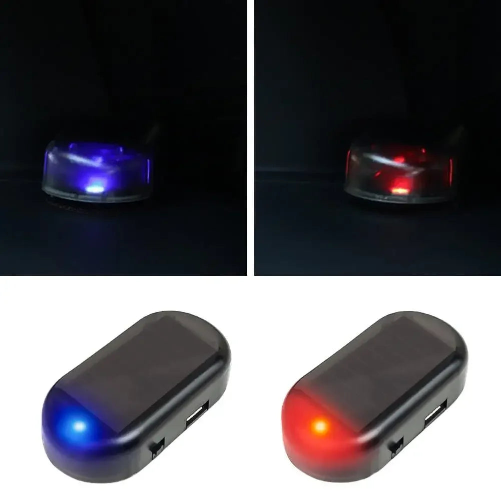 Fausse lumière de sécurité pour voiture, simulation d'alarme factice à énergie solaire, avertissement sans fil, lampe d'avertissement antivol, lumières clignotantes LED
