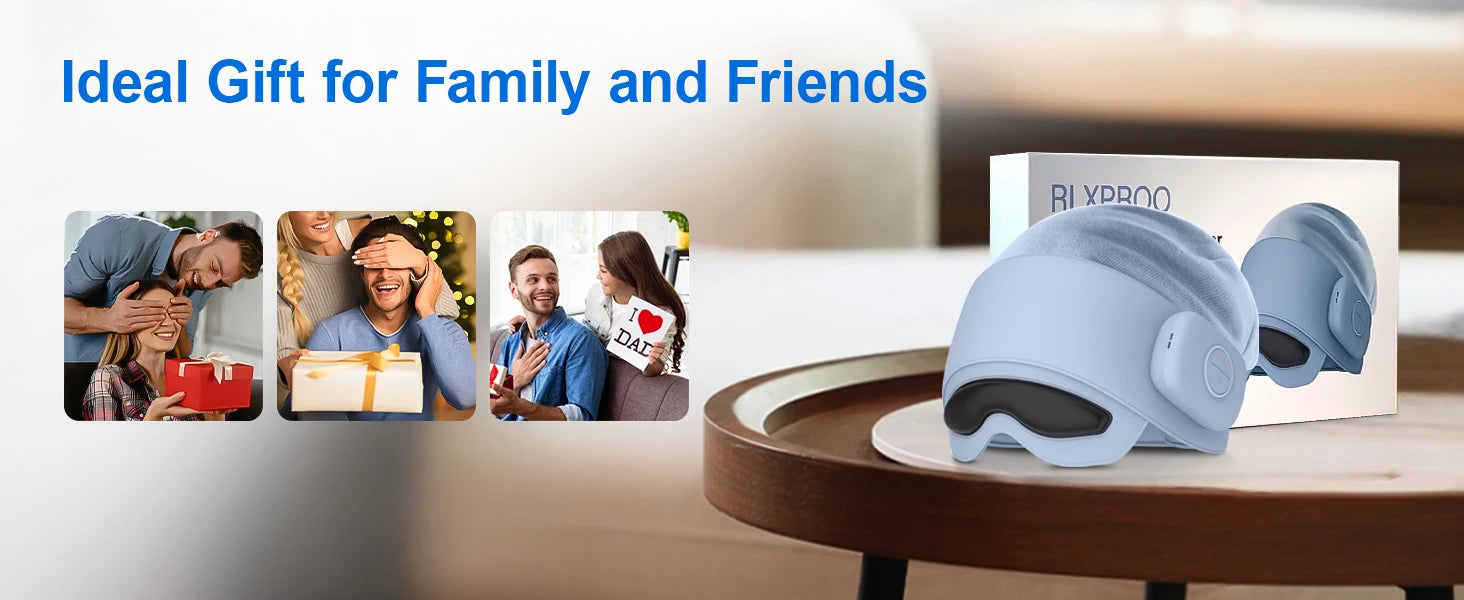 Head massager for fatigue relief, eye massager with heat, head and eye massage to relieve stress, Bluetooth compatible, ideal gifts