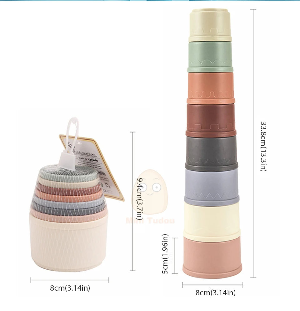 Jouets pour bébé, tasse empilable, dessin animé, apprentissage éducatif précoce, couleur, nidification, tri, bain-douche, jeu d'eau et de sable pour enfants