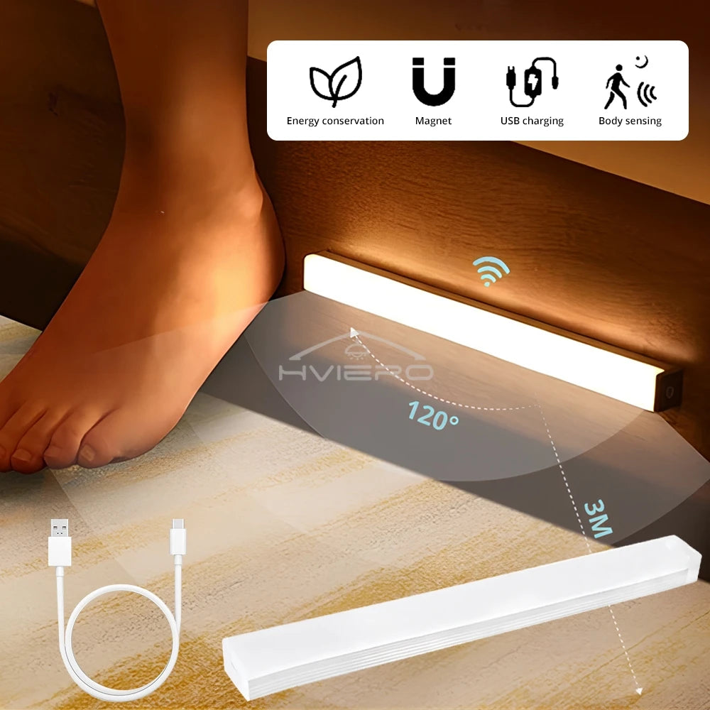 Motion Sensor Night Light, Wireless USB Rechargeable Magnetic LED Lamp for Wardrobe, Bedroom, Closet, Kitchen, Hallway, Tube Detector Bulb