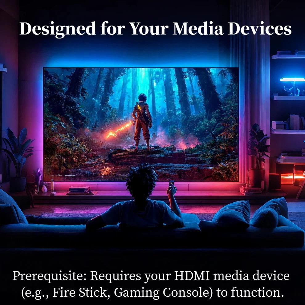 Rétroéclairage TV LED HDMI Sync avec éclairage d'ambiance dynamique |   Fonctionne avec TV Box/PS5 |   Plug & Play, Mode de jeu
