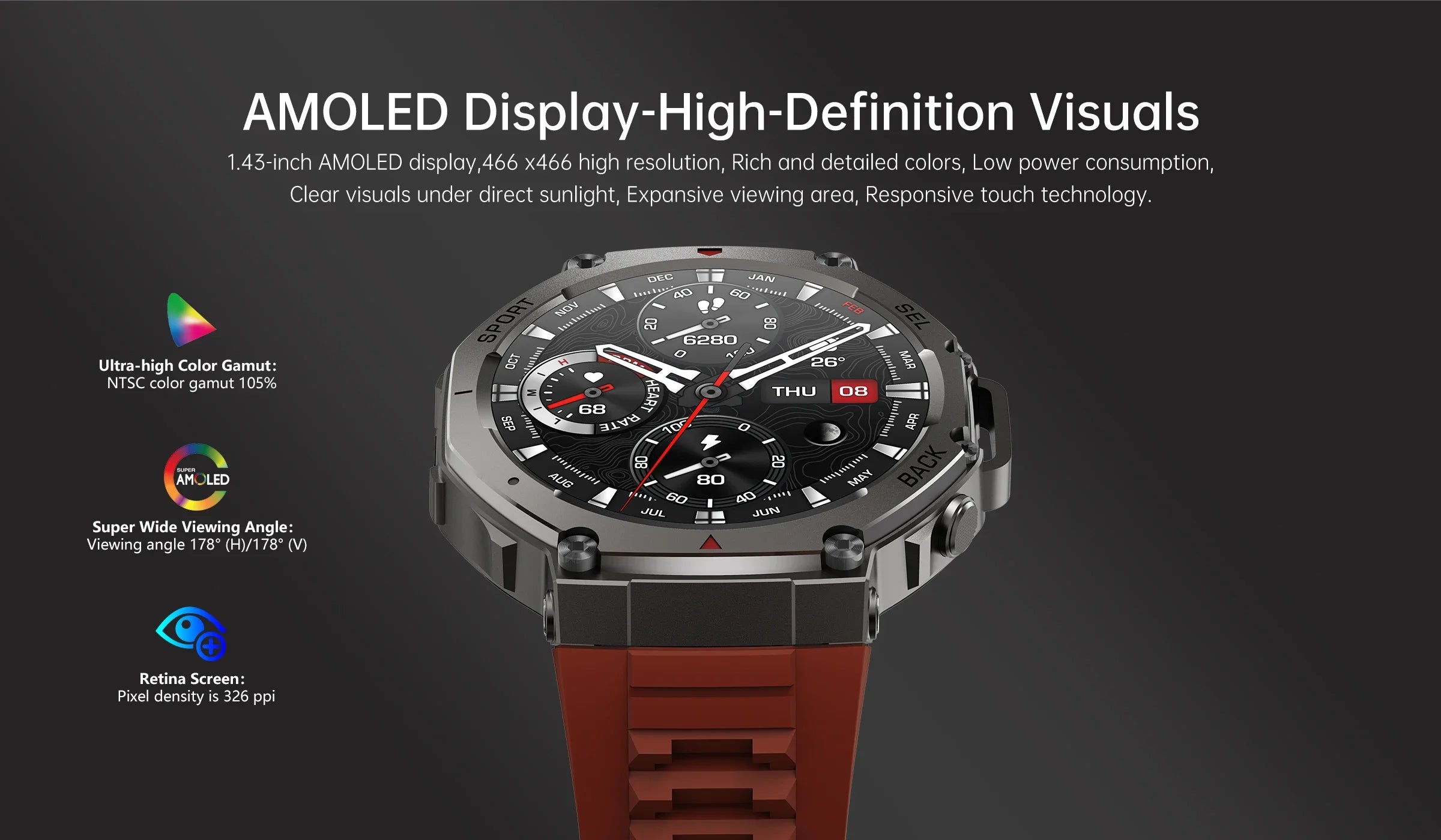Montre intelligente militaire T-Rex, 3 GPS intégrés, boussole, altimètre, barométrique, 5iko, IP69K, étanche, AMOLED, appel Bluetooth, montre intelligente