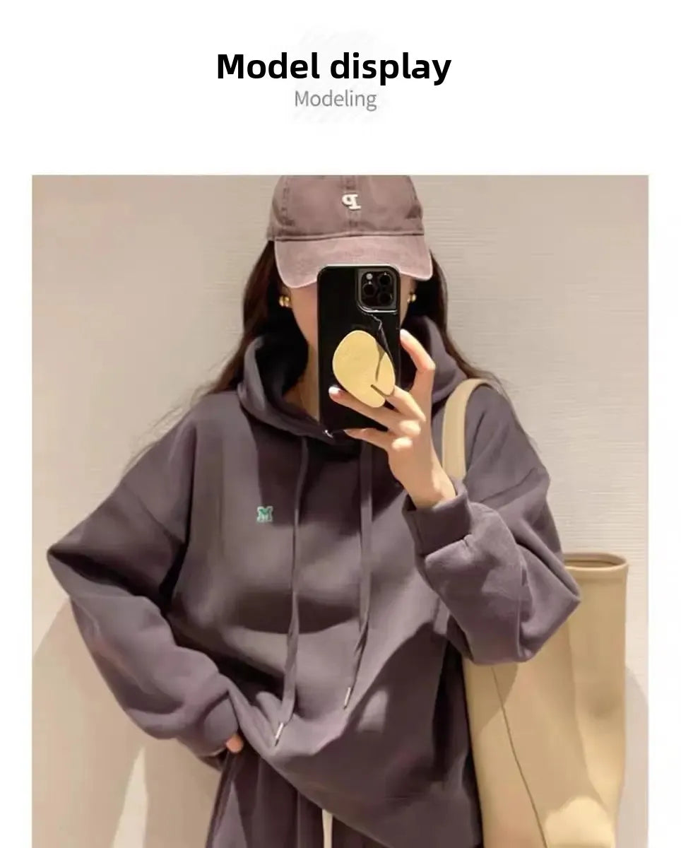 Ensemble de sport américain à la mode pour femmes, sweat à capuche, pantalon décontracté brodé, ensemble deux pièces en Fiber de Polyester, automne hiver