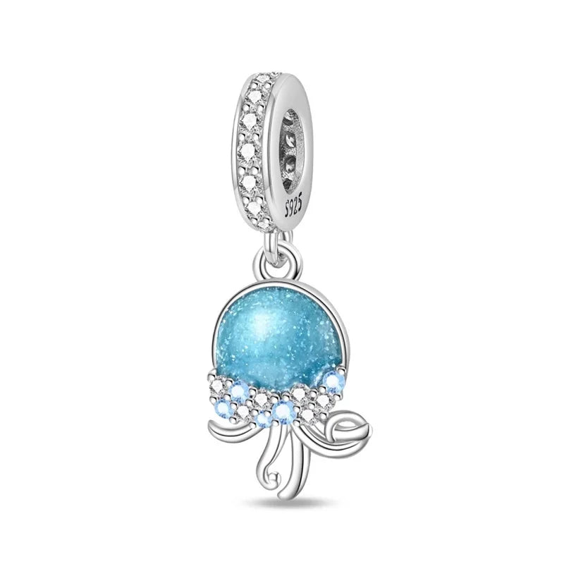 Pendentif de Collection d'écologie marine en argent Sterling 925, mignon, méduse, hippocampe, baleine et tortue, bijoux fins, cadeau de fête sur la plage