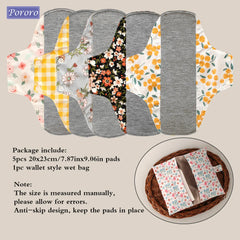 Serviettes hygiéniques antidérapantes, 5 pièces, doublure en graphène, tissu en coton, serviettes hygiéniques respirantes et lavables pour femmes, période avec sac humide