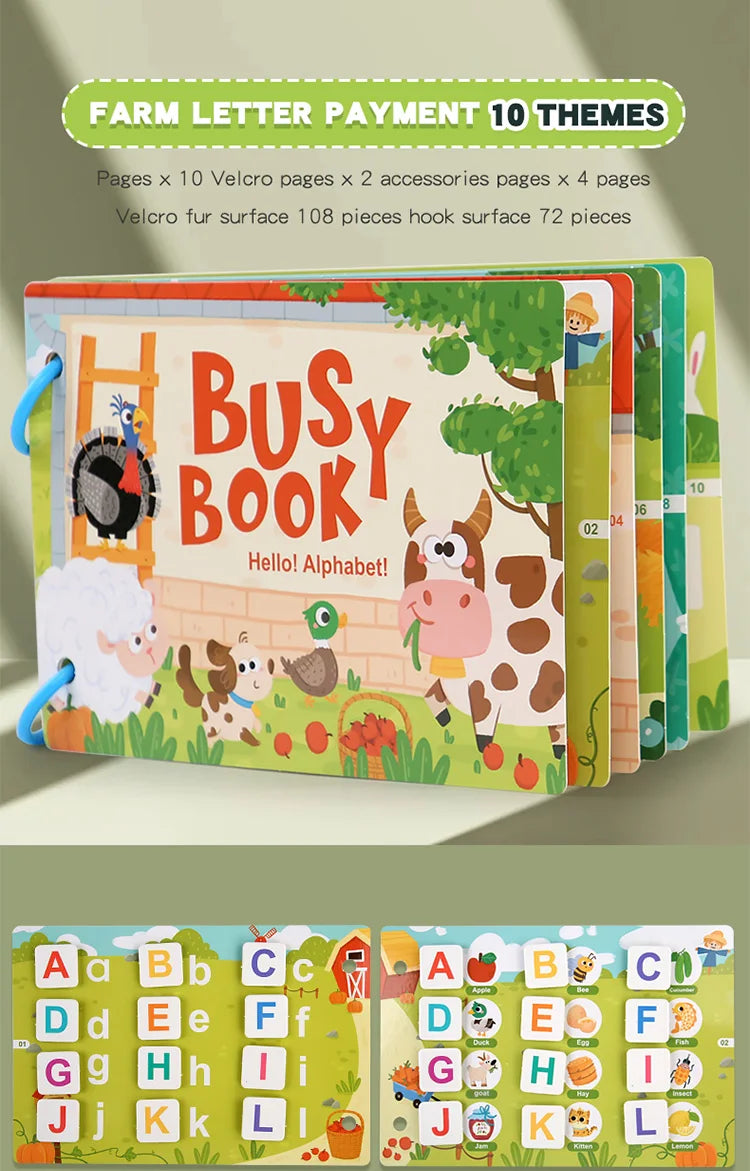 Livre Montessori pour bébé, mon premier livre silencieux, jouet éducatif pour l'apprentissage précoce, jeu assorti pour bébés de 2 à 3 ans