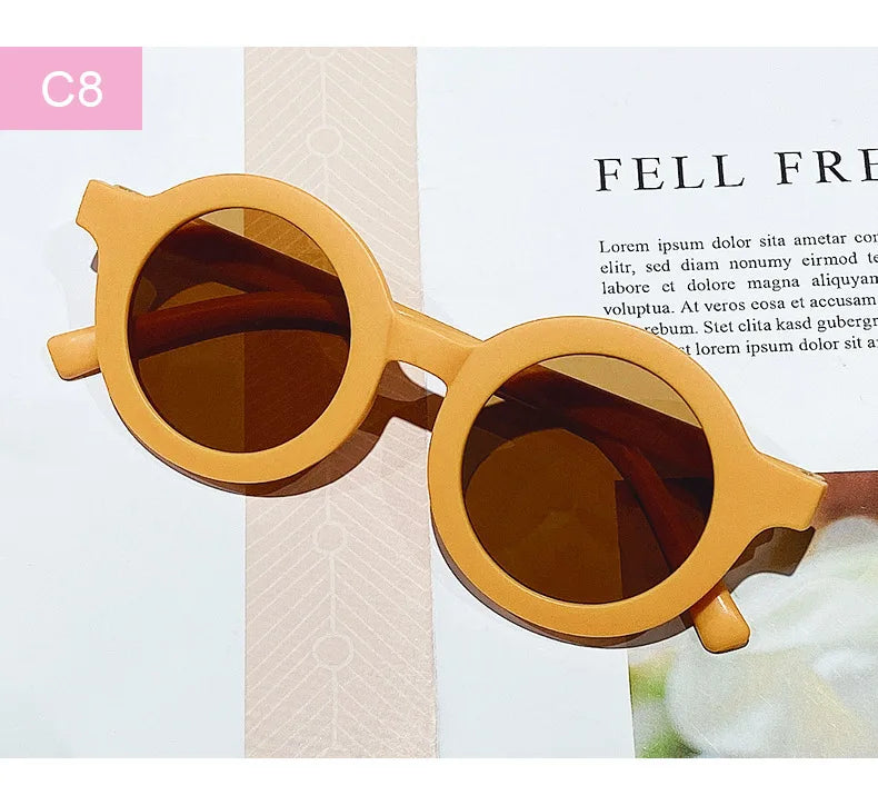 Lunettes de soleil coréennes pour enfants, rétro, monture ronde solide, petit visage, résistant aux ultraviolets, pratique