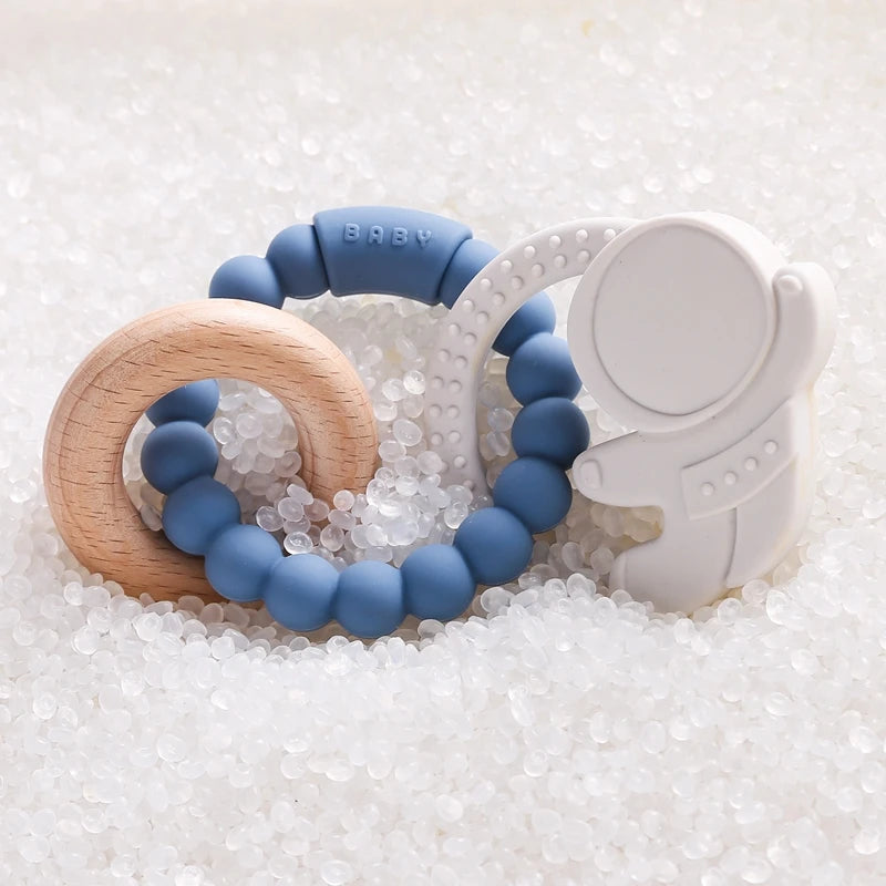 Anneau de dentition en Silicone pour bébé, 1 pièce, sans BPA, Bracelet en Silicone, feuille, jouets de dentition, anneau en bois, dent d'allaitement, jouets cadeaux pour nouveau-né