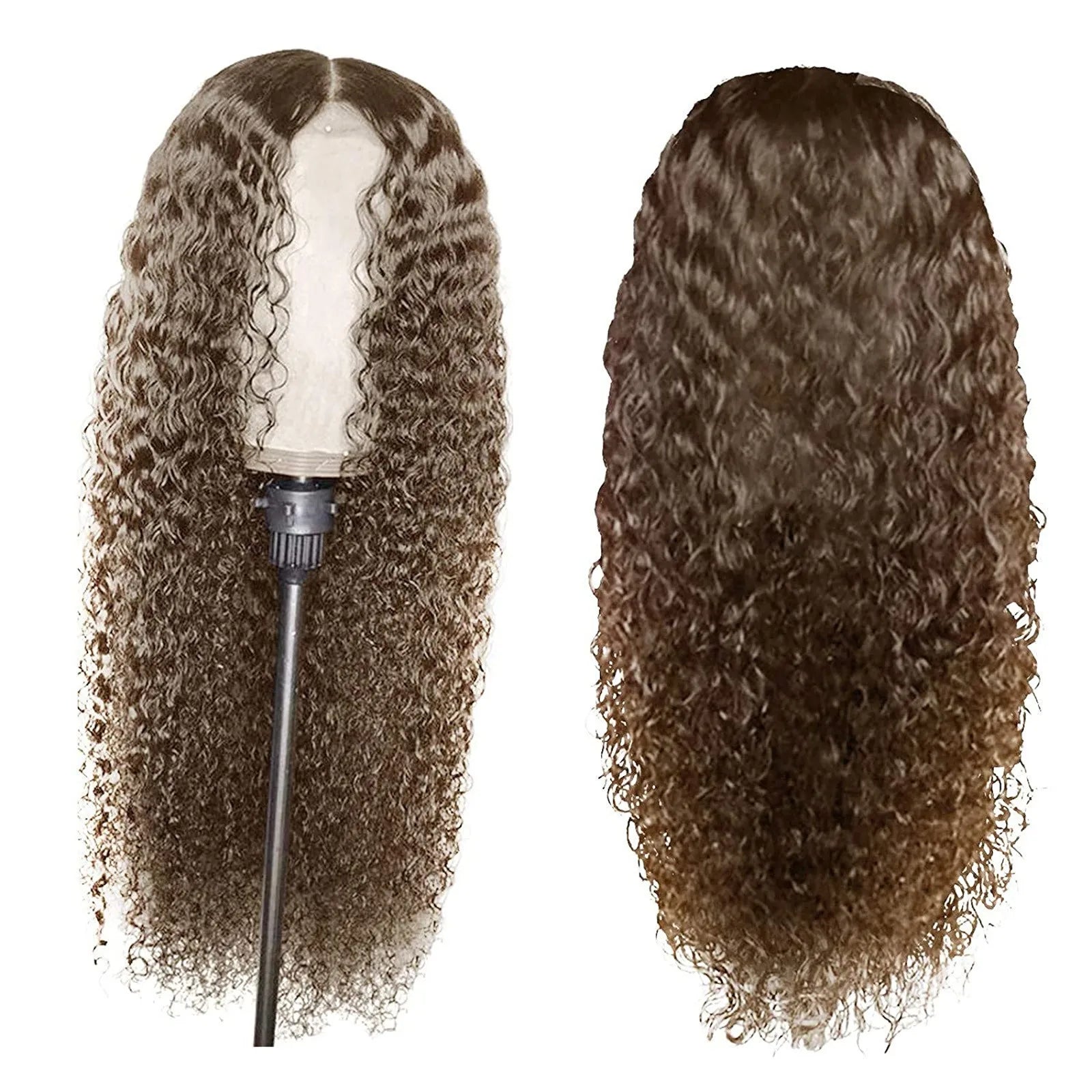 Perruque Lace Front Wig péruvienne naturelle, cheveux bouclés, sans colle